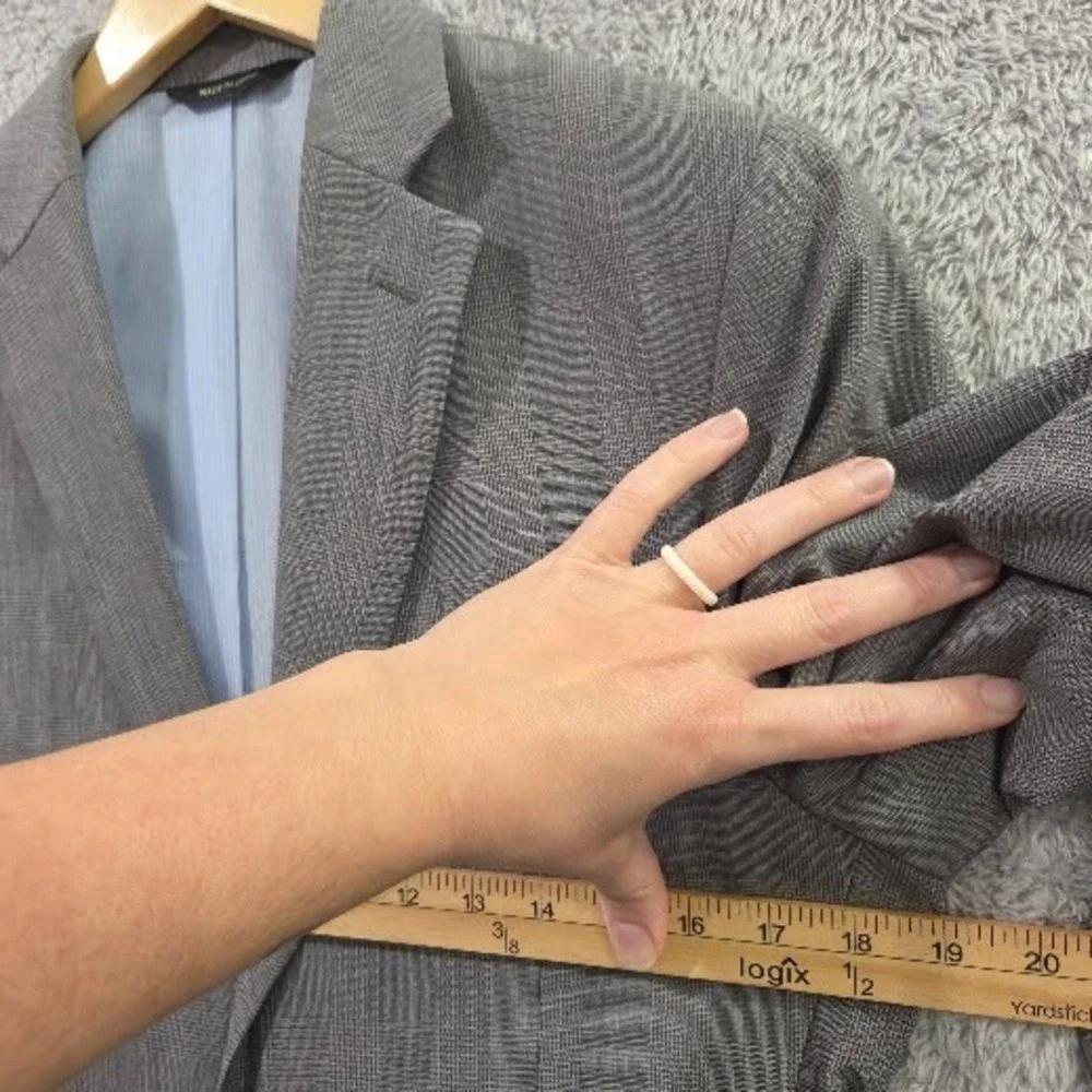 Banana Republic 36R Tailored Fit Blazer Mens Gray Glen Plaid Wool Jacket Classic